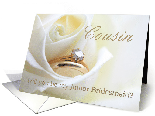 Cousin Be my Junior Bridesmaid Bridal Set in White Rose card (850347)