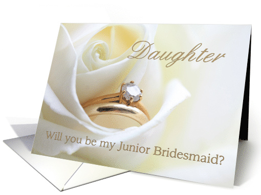 Daughter Be my Junior Bridesmaid Bridal Set in White Rose card