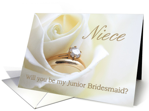 Niece Be my Junior Bridesmaid Bridal Set in White Rose card (850360)