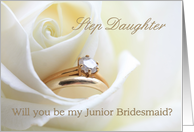 Step Daughter Be my Junior Bridesmaid Bridal Set in White Rose card