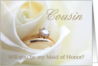 Cousin Be My Maid of Honor Bridal Set in White Rose card