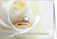 Be My Maid of Honor Bridal Set in White Rose card