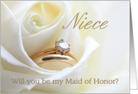 Niece Be My Maid of Honor Bridal Set in White Rose card