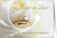 Sister in Law Be My Maid of Honor Bridal Set in White Rose card