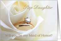 Step Daughter Be My Maid of Honor Bridal Set in White Rose card