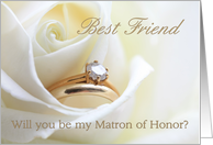 Best Friend Be My Matron of Honor Bridal Set in White Rose card