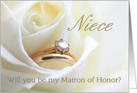 Niece Be My Matron of Honor Bridal Set in White Rose card