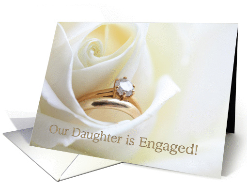 Our daughter is engaged announcement - Bridal set in white rose card