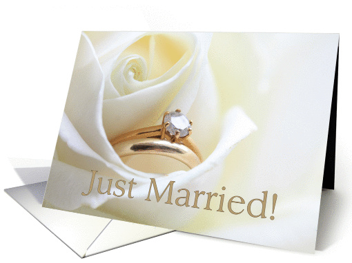 Just Married announcement - Bridal set in white rose card (850461)