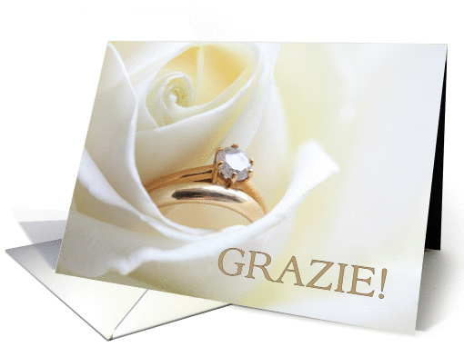 Italian Wedding Thank You Card - Bridal set in white rose card