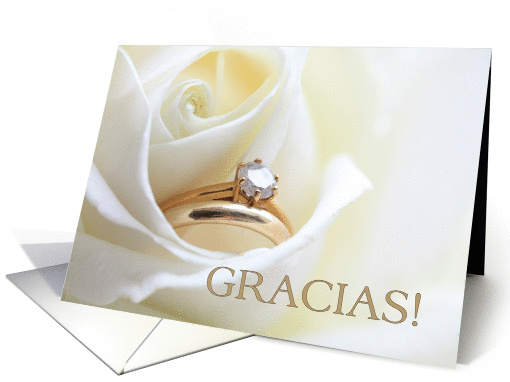 Spanish Wedding Thank You Card - Bridal set in white rose card