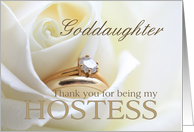 Goddaughter Thank you for being my Hostess - Bridal set in white rose card