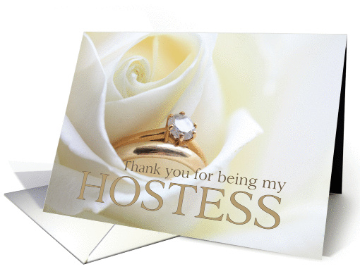 Thank you for being my Hostess - Bridal set in white rose card