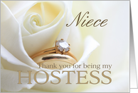 Niece Thank you for being my Hostess - Bridal set in white rose card