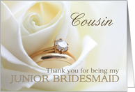 Cousin Thank you for being my Junior Bridesmaid - Bridal set in white rose card