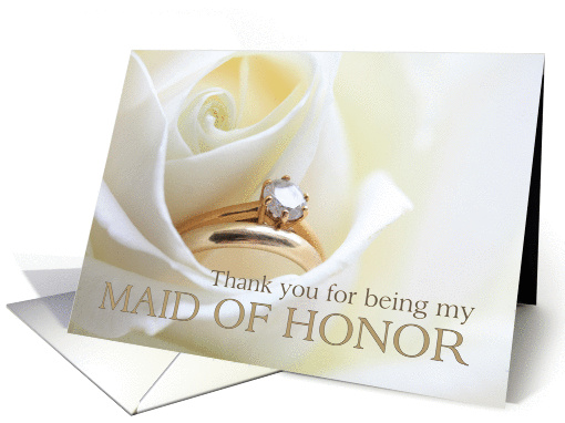 Thank you for being my Maid of Honor - Bridal set in white rose card