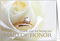 Thank you for being my Maid of Honor - Bridal set in white rose card