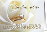 Goddaughter Thank you for being my Matron of Honor - Bridal set in white rose card