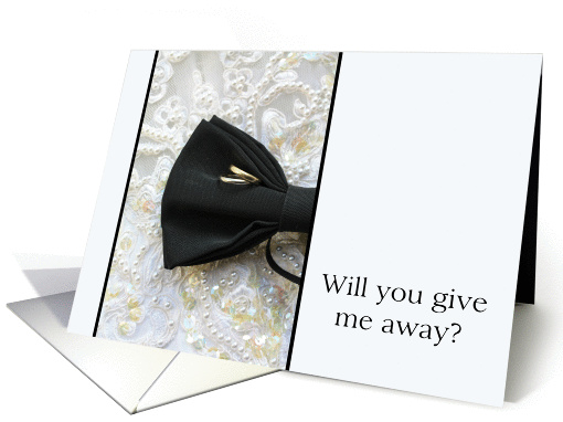 Give me away request Bow tie and rings on wedding dress card (852835)