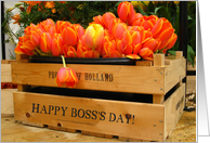 Boss’s Day Orange Tulips in Wooden Crate card