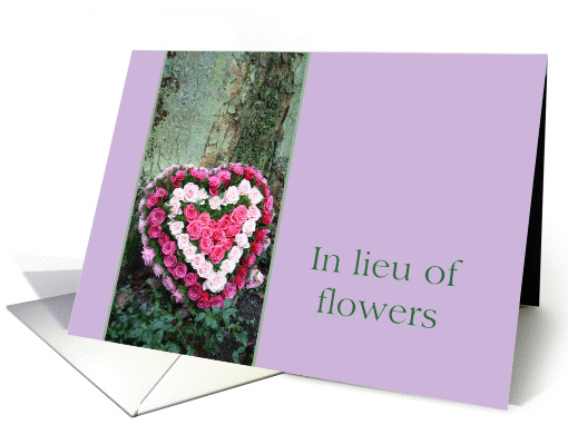 In Lieu of flowers - Pink heart rose bouquet near tree card (853236)