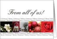 From all of us Merry Christmas red, black & white Winter collage christmas card