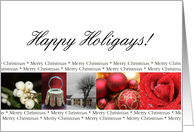 Happy Holigays Merry Christmas red, black & white Winter collage christmas card