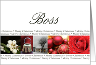 Boss Merry Christmas red, black & white Winter collage christmas card
