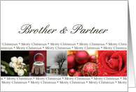 Brother & Partner Merry Christmas red, black & white Winter collage christmas card