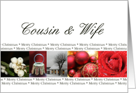 Cousin & Wife Merry Christmas red, black & white Winter collage christmas card