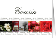 Cousin Merry Christmas red, black & white Winter collage christmas card