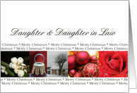 Daughter & Daughter in Law Merry Christmas red, black & white Winter collage christmas card