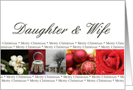 Daughter & Wife Merry Christmas red, black & white Winter collage christmas card