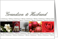 Grandson & husband Merry Christmas red, black & white Winter collage christmas card