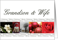 Grandson & wife Merry Christmas red, black & white Winter collage christmas card
