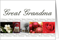 Great Grandma Merry Christmas red, black & white Winter collage christmas card