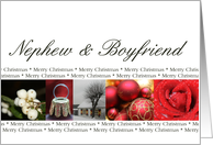 Nephew & Boyfriend Merry Christmas red, black & white Winter collage christmas card
