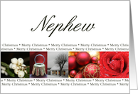 Nephew Merry Christmas red, black & white Winter collage christmas card