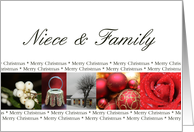 Niece & Family Merry Christmas red, black & white Winter collage christmas card