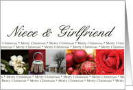 Niece & Girlfriend Merry Christmas red, black & white Winter collage christmas card