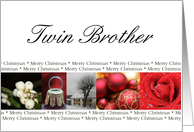 Twin Brother Merry Christmas red, black & white Winter collage christmas card