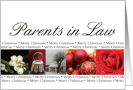Parents in Law Merry Christmas red, black & white Winter collage christmas card