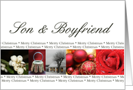 son & boyfriend Merry Christmas red, black & white Winter collage christmas card