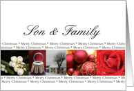 son & family Merry Christmas red, black & white Winter collage christmas card