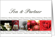 son & partner Merry Christmas red, black & white Winter collage christmas card