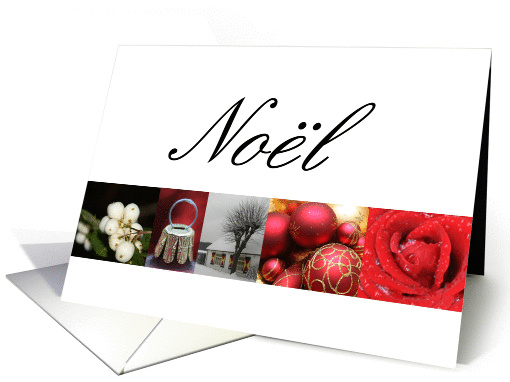 Nol Merry Christmas red, black & white Winter collage christmas card