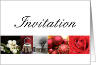 Christmas theme Invitation red, black & white Winter collage card