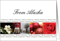 Alaska State specific card red, black & white Winter collage card