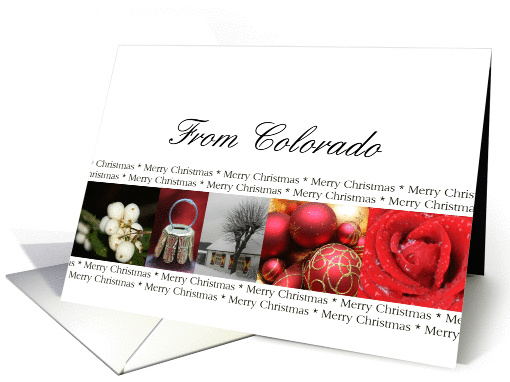 Colorado State specific card red, black & white Winter collage card