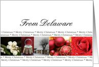 Delaware State specific card red, black & white Winter collage card
